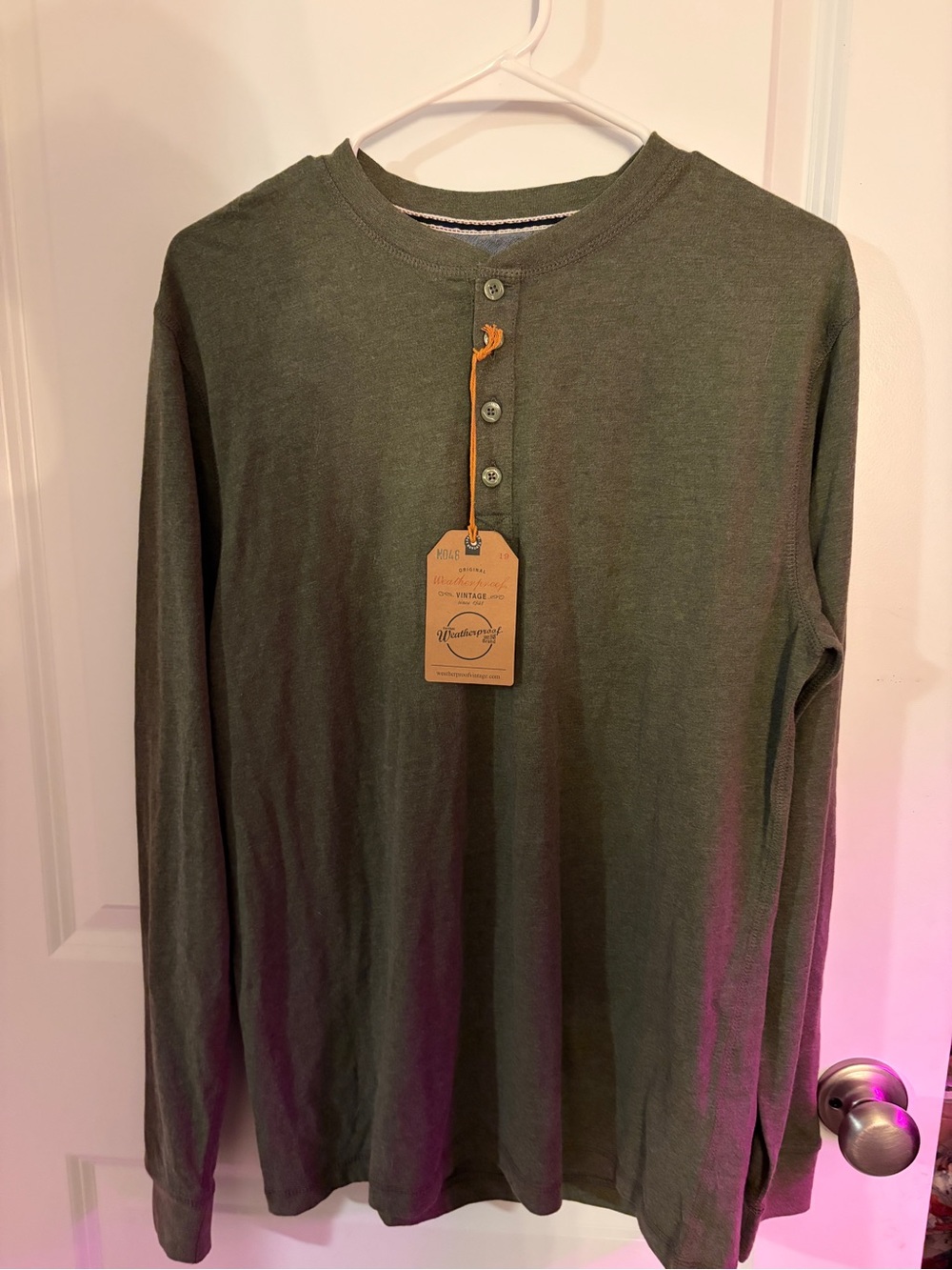 NWT Weatherproof Olive Green Henley Long-Sleeve Shirt